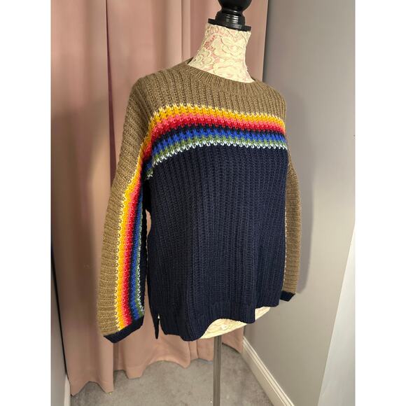 Xirena Apres Ski Simone Sweater Telluride Alapaca Blend Rainbow Sz XS Oversized - Picture 3 of 9